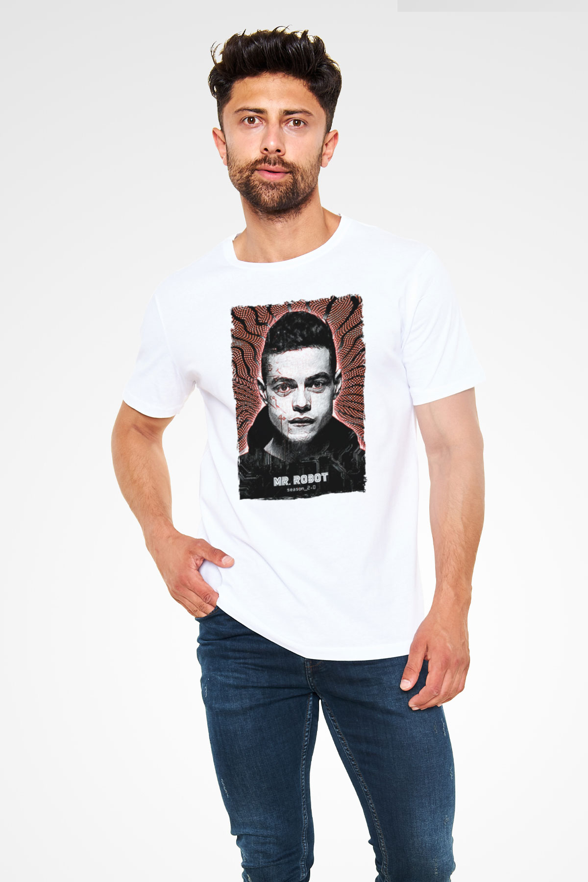 Mr. Robot Beyaz Unisex Tişört T-Shirt
