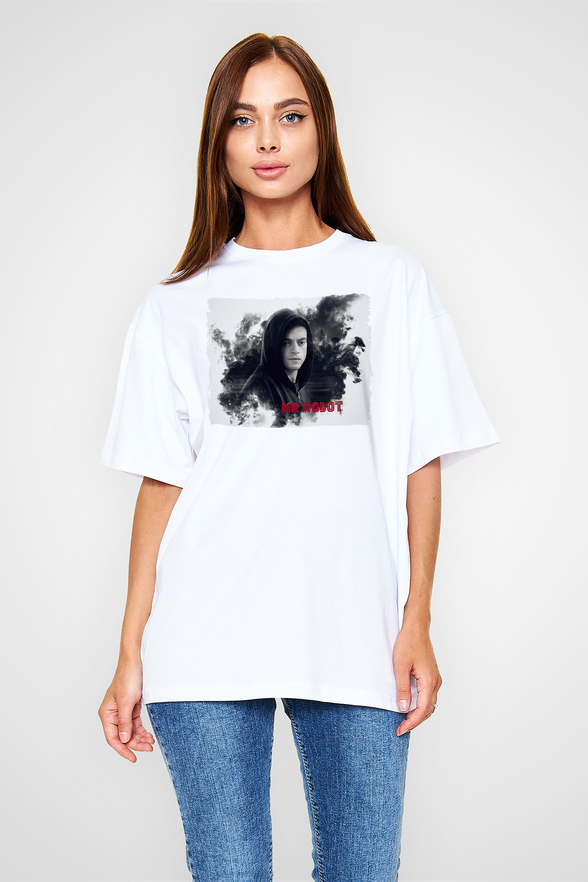 Mr. Robot Beyaz Oversize Tişört Oversize T-shirt