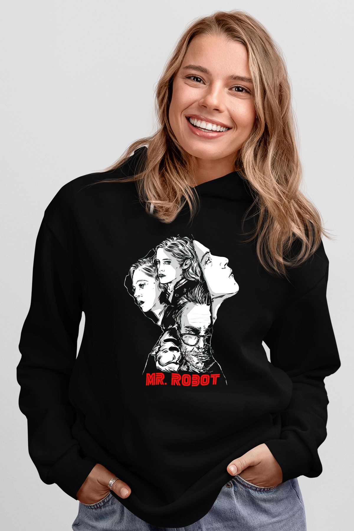 Mr. Robot Siyah Unisex Hoodie