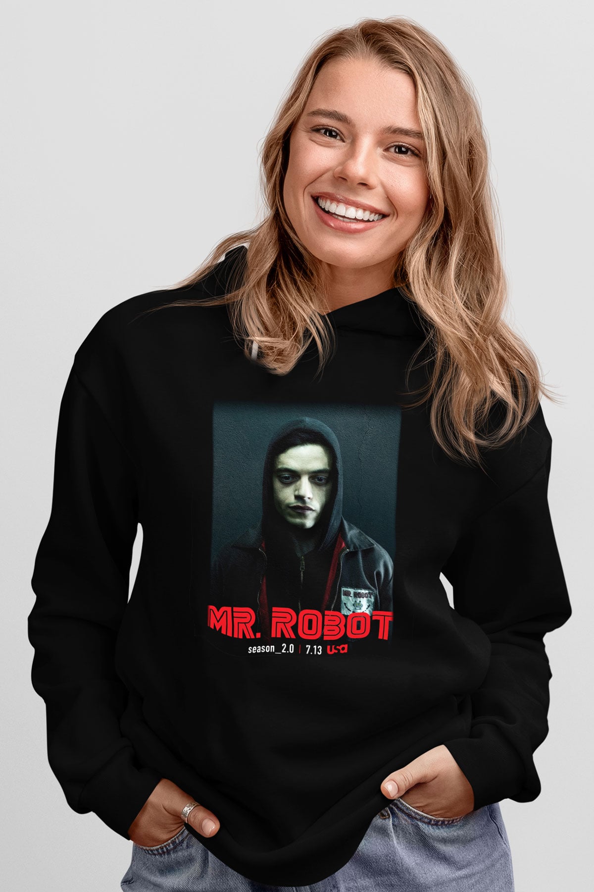 Mr. Robot Siyah Unisex Hoodie
