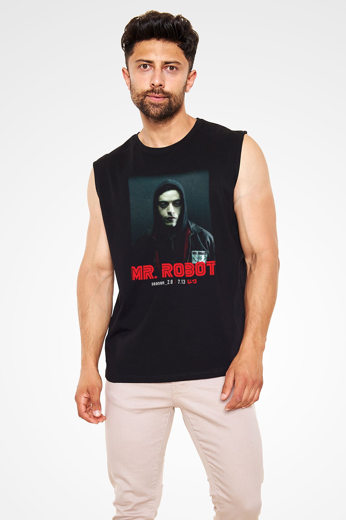 Mr. Robot Siyah Unisex Kolsuz Tişört