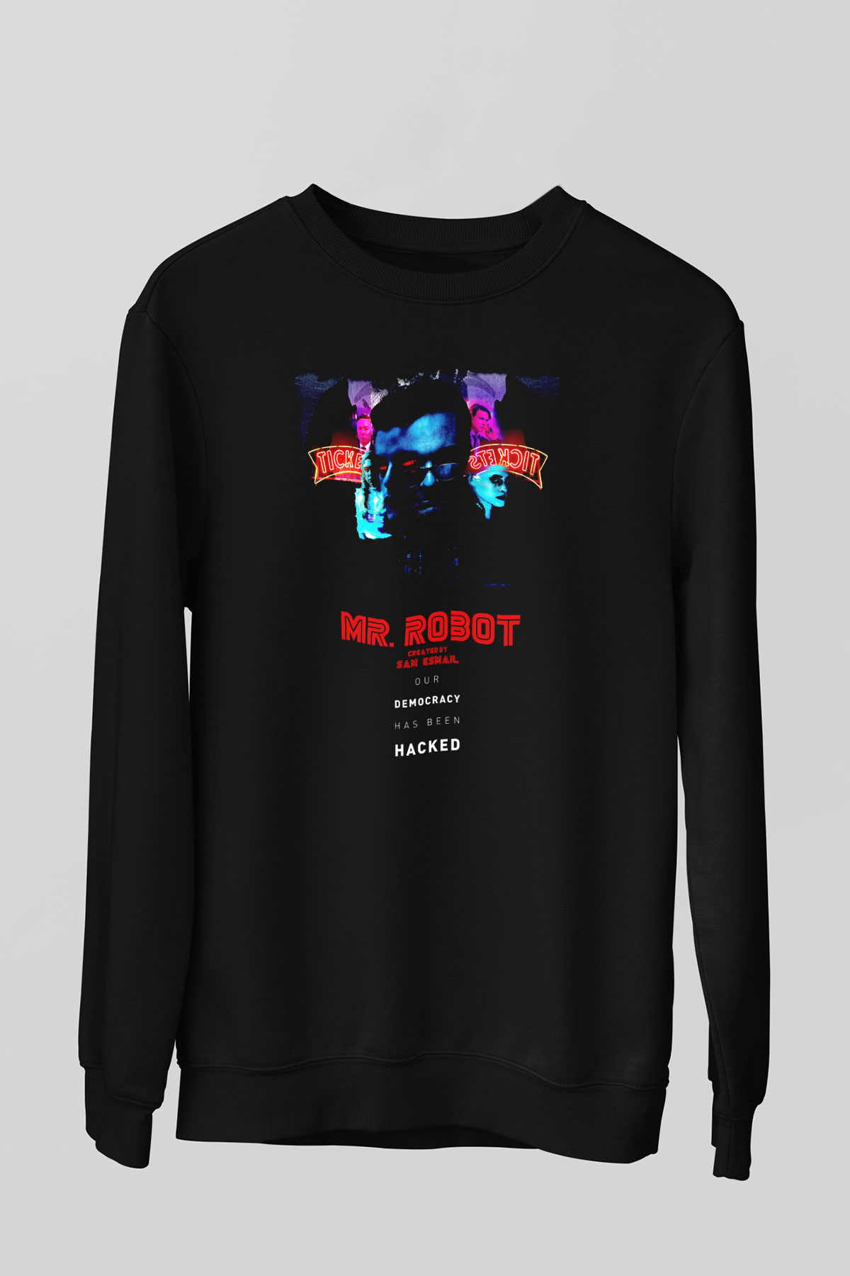 Mr. Robot Siyah Unisex Sweatshirt