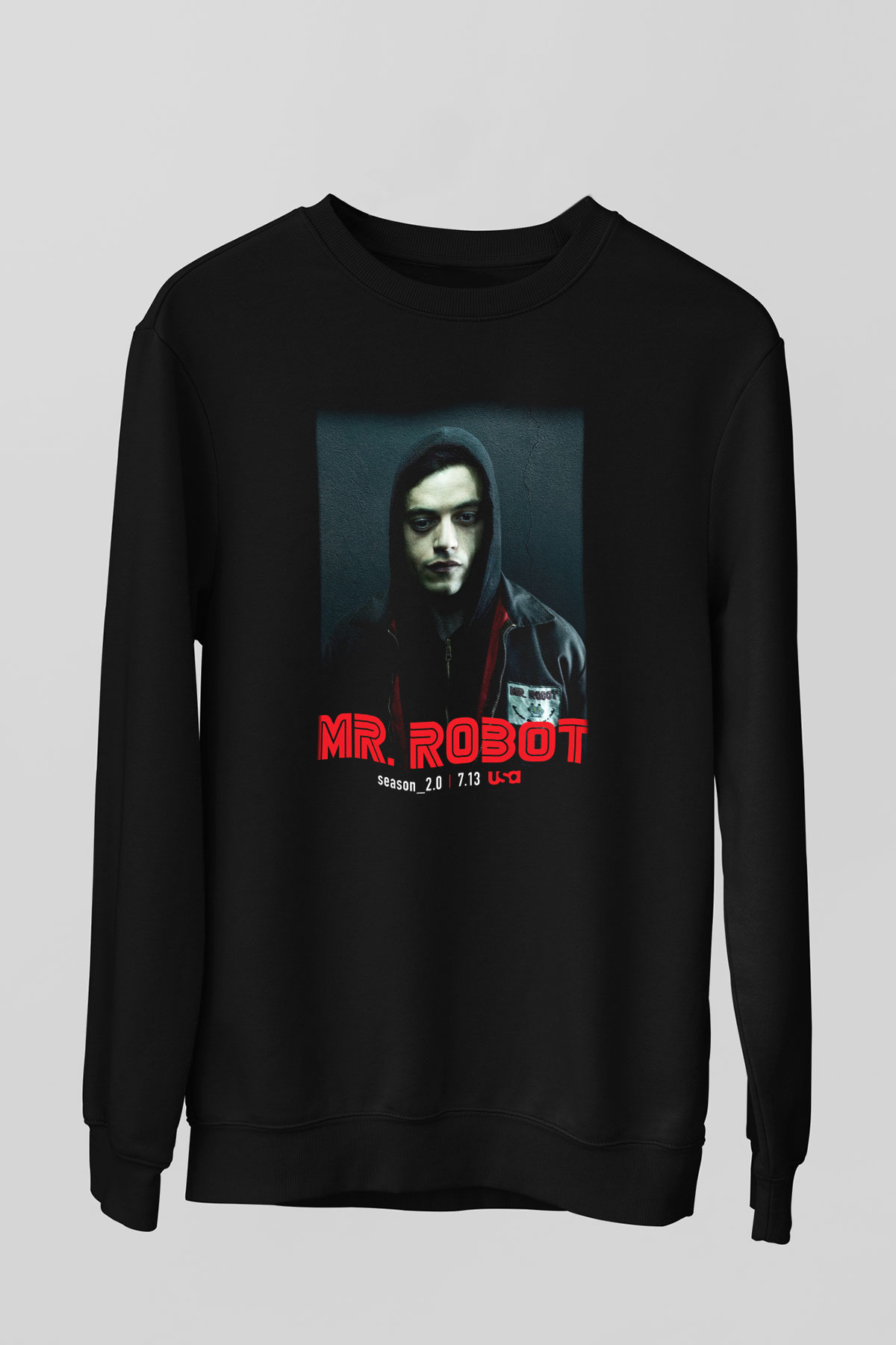 Mr. Robot Siyah Unisex Sweatshirt