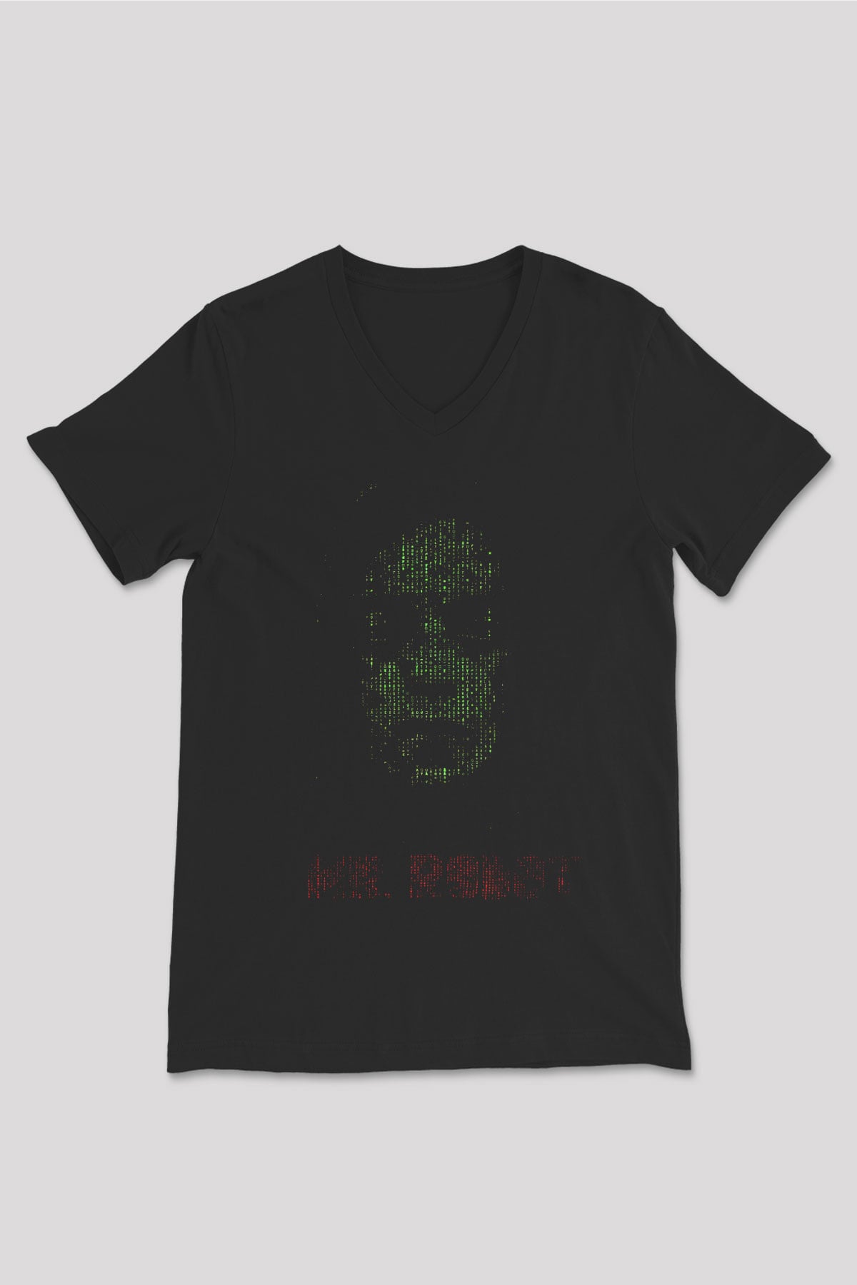 Mr. Robot Siyah Unisex V Yaka Tişört