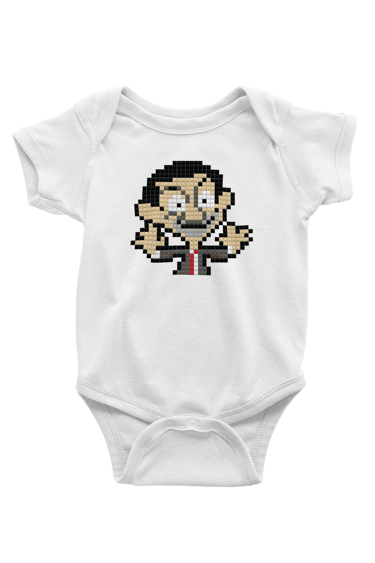 Mr.Bean Baskılı Beyaz Unisex Bebek Body - Zıbın