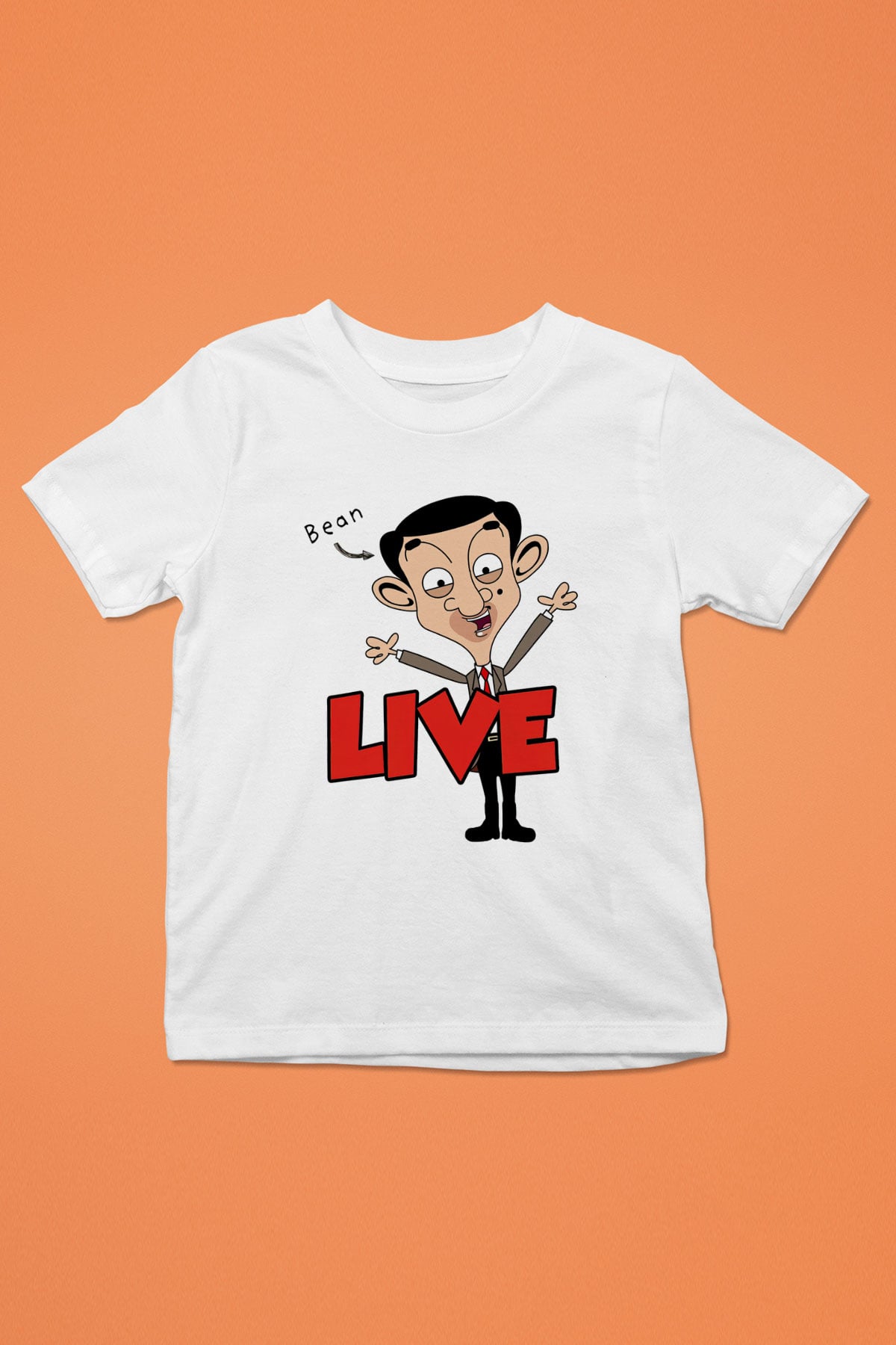Mr.Bean Baskılı Beyaz Unisex Çocuk Tişört