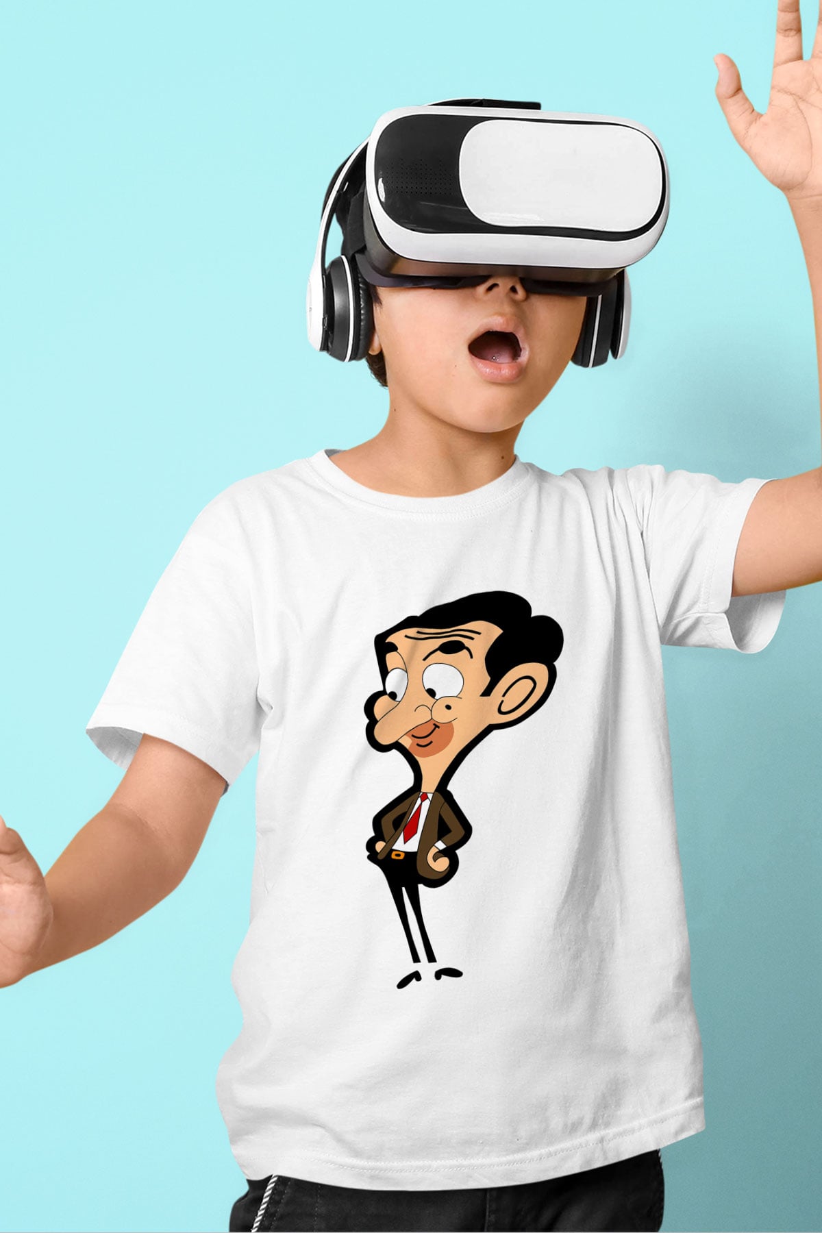 Mr.Bean Beyaz Unisex  Çocuk Tişört
