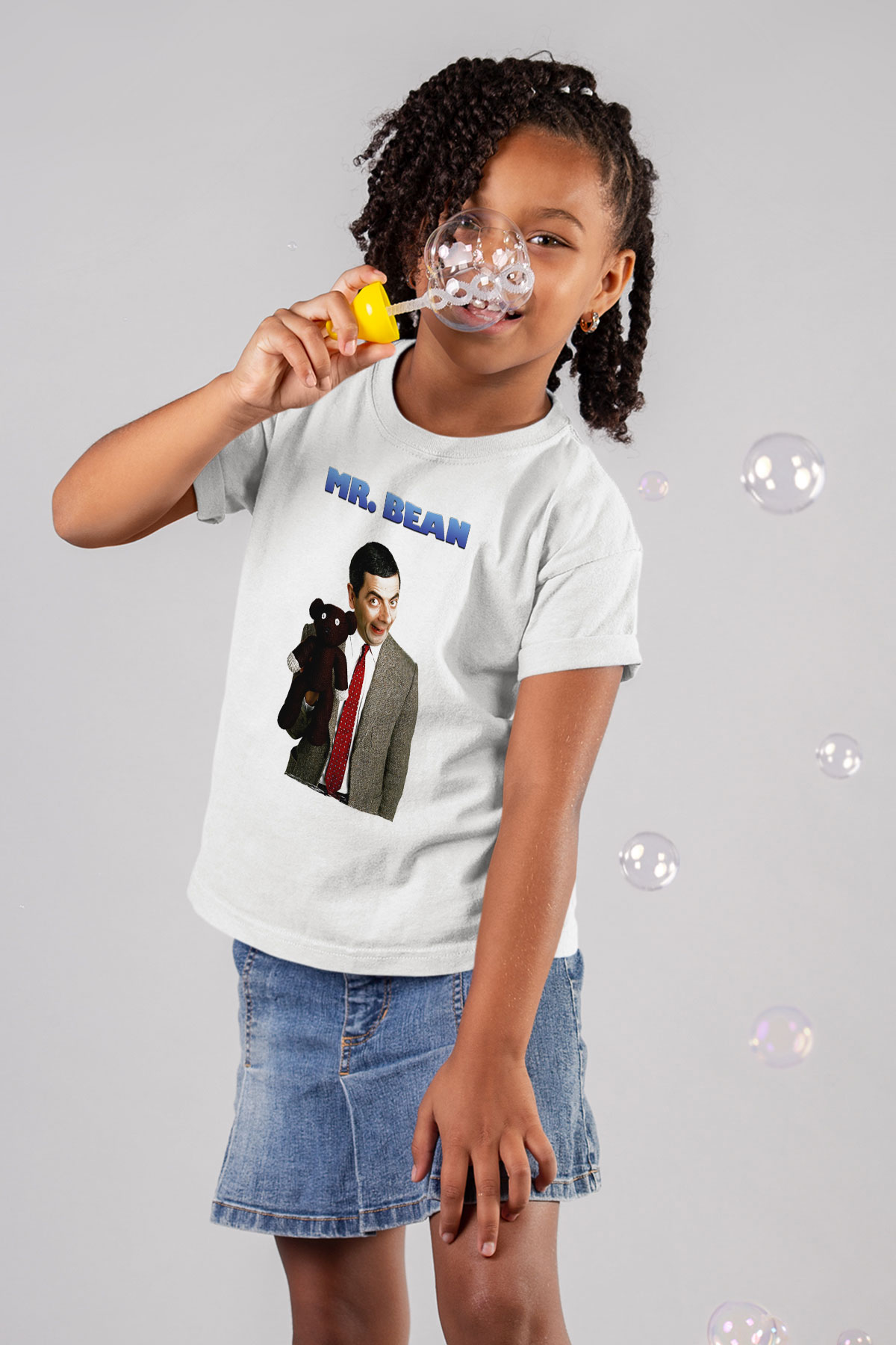 Mr.Bean Beyaz Unisex  Çocuk Tişört