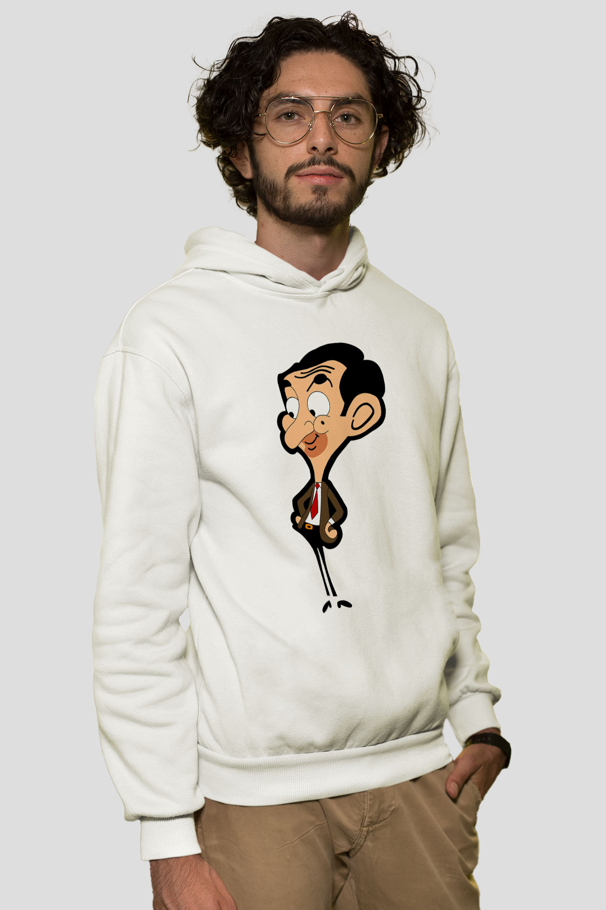 Mr.Bean Beyaz Unisex Hoodie