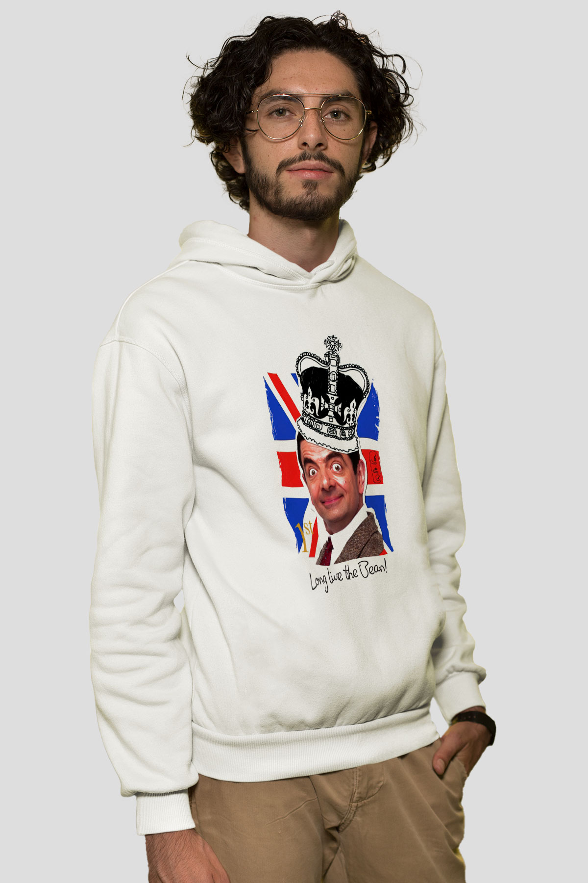 Mr.Bean Beyaz Unisex Hoodie