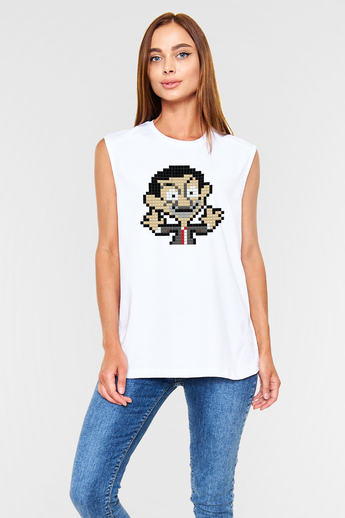 Mr.Bean Beyaz Unisex Kolsuz Tişört