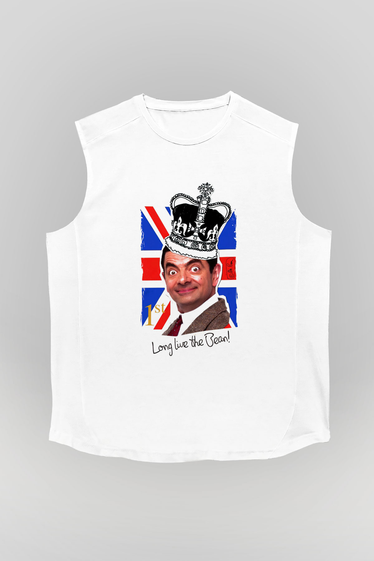 Mr.Bean Beyaz Unisex  Kolsuz Tişört
