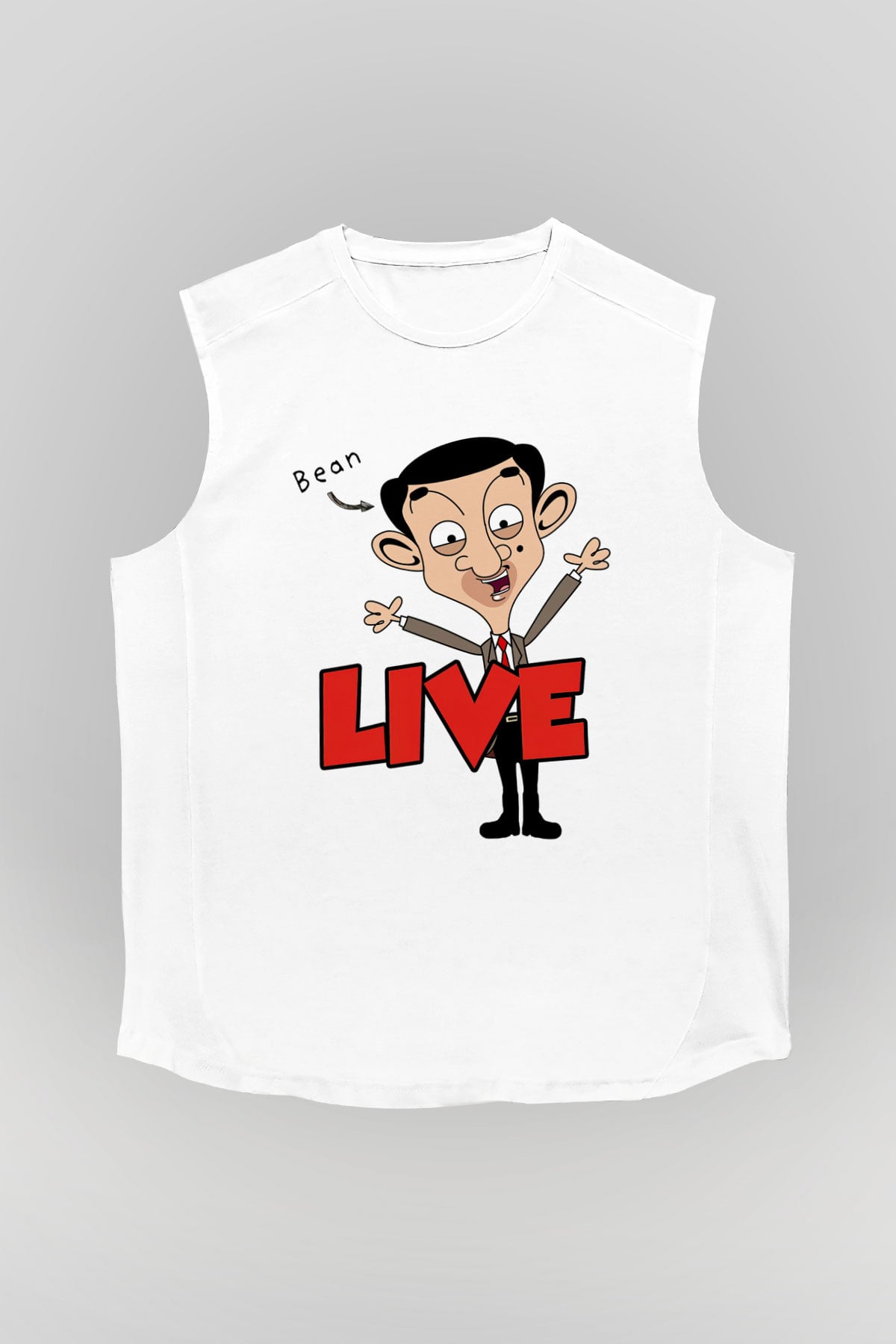 Mr.Bean Beyaz Unisex Kolsuz Tişört