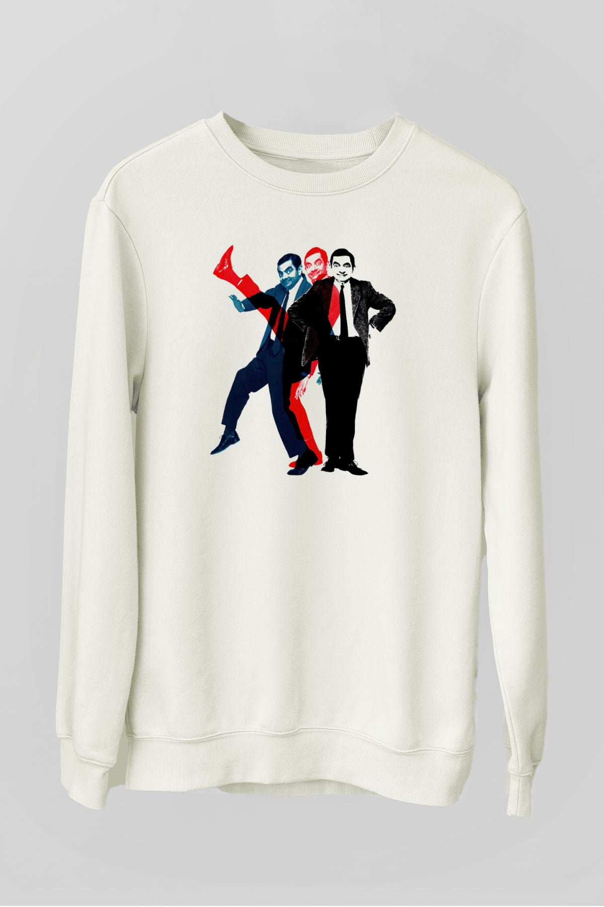 Mr.Bean Beyaz Unisex  Sweatshirt