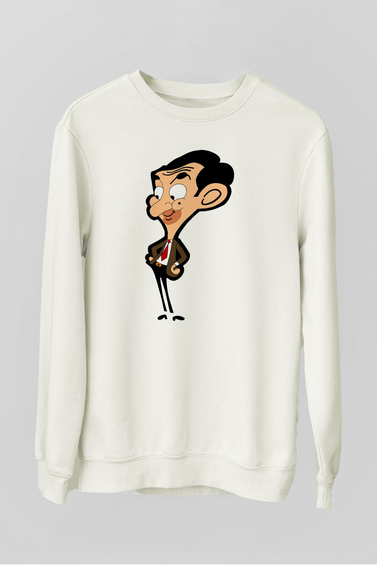 Mr.Bean Beyaz Unisex  Sweatshirt
