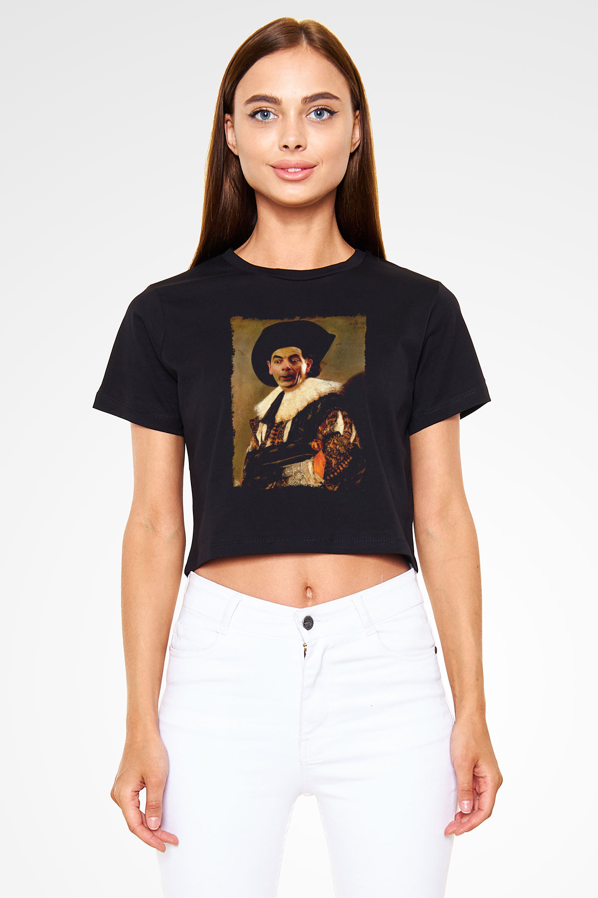 Mr.Bean Siyah   Crop Top Tişört