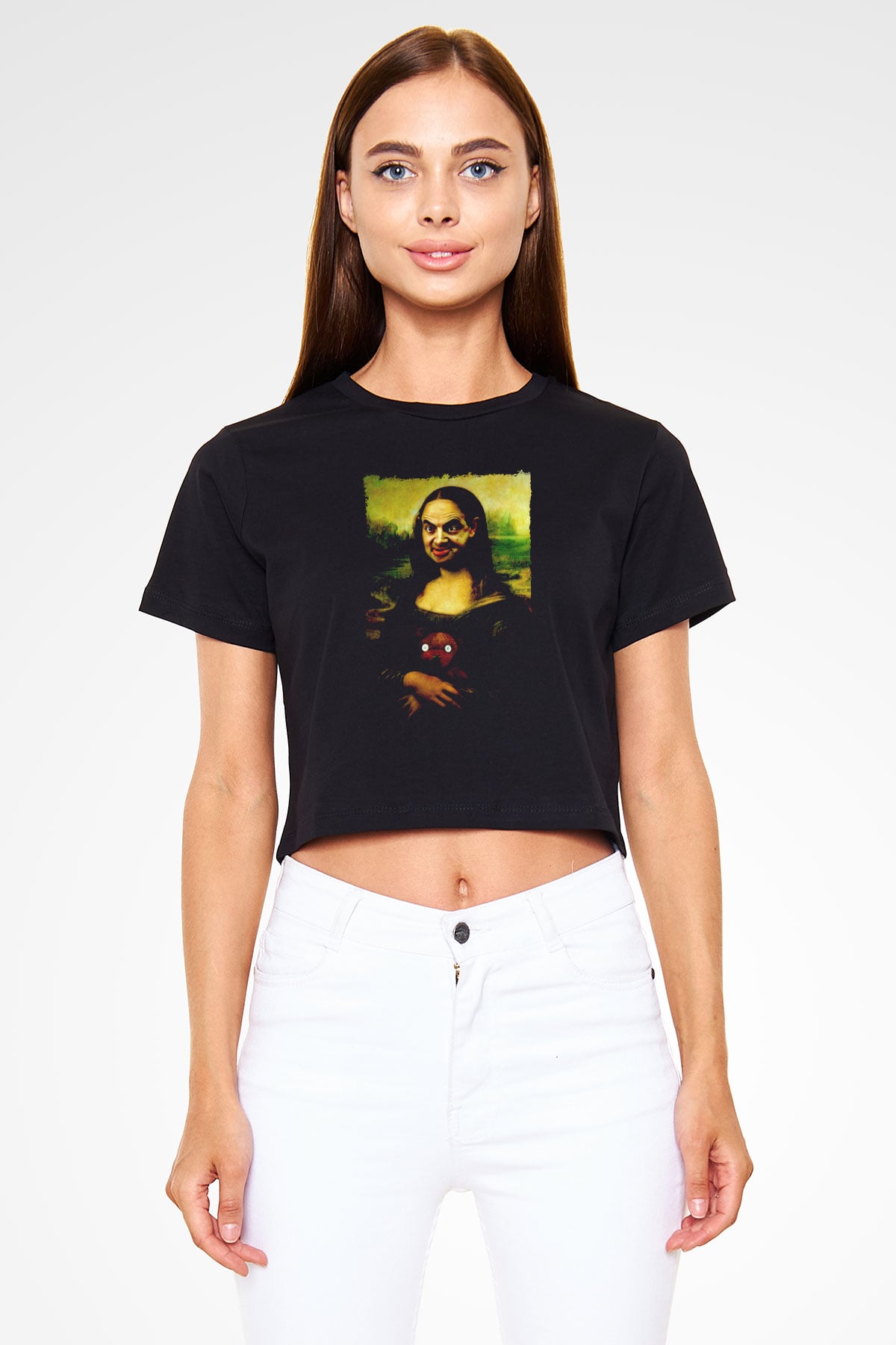 Mr.Bean Siyah   Crop Top Tişört