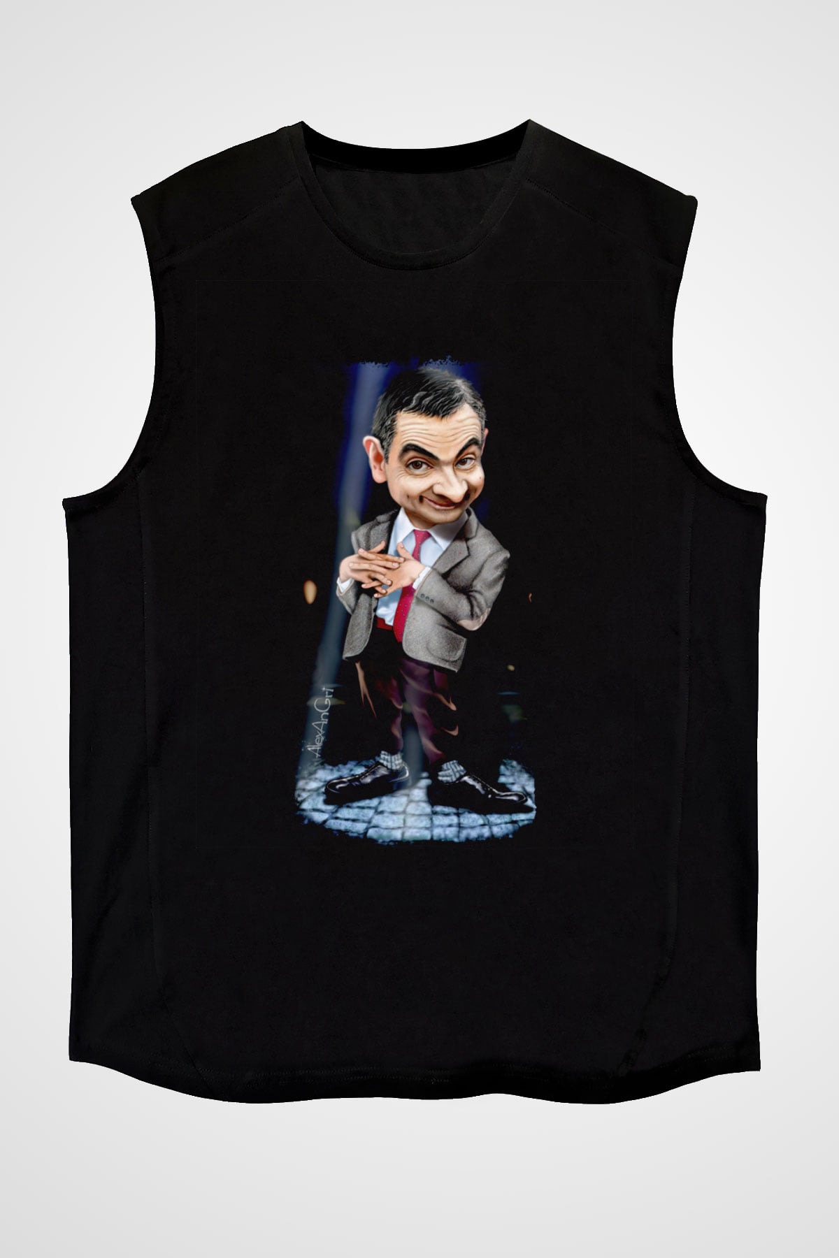 Mr.Bean Siyah Unisex  Kolsuz Tişört