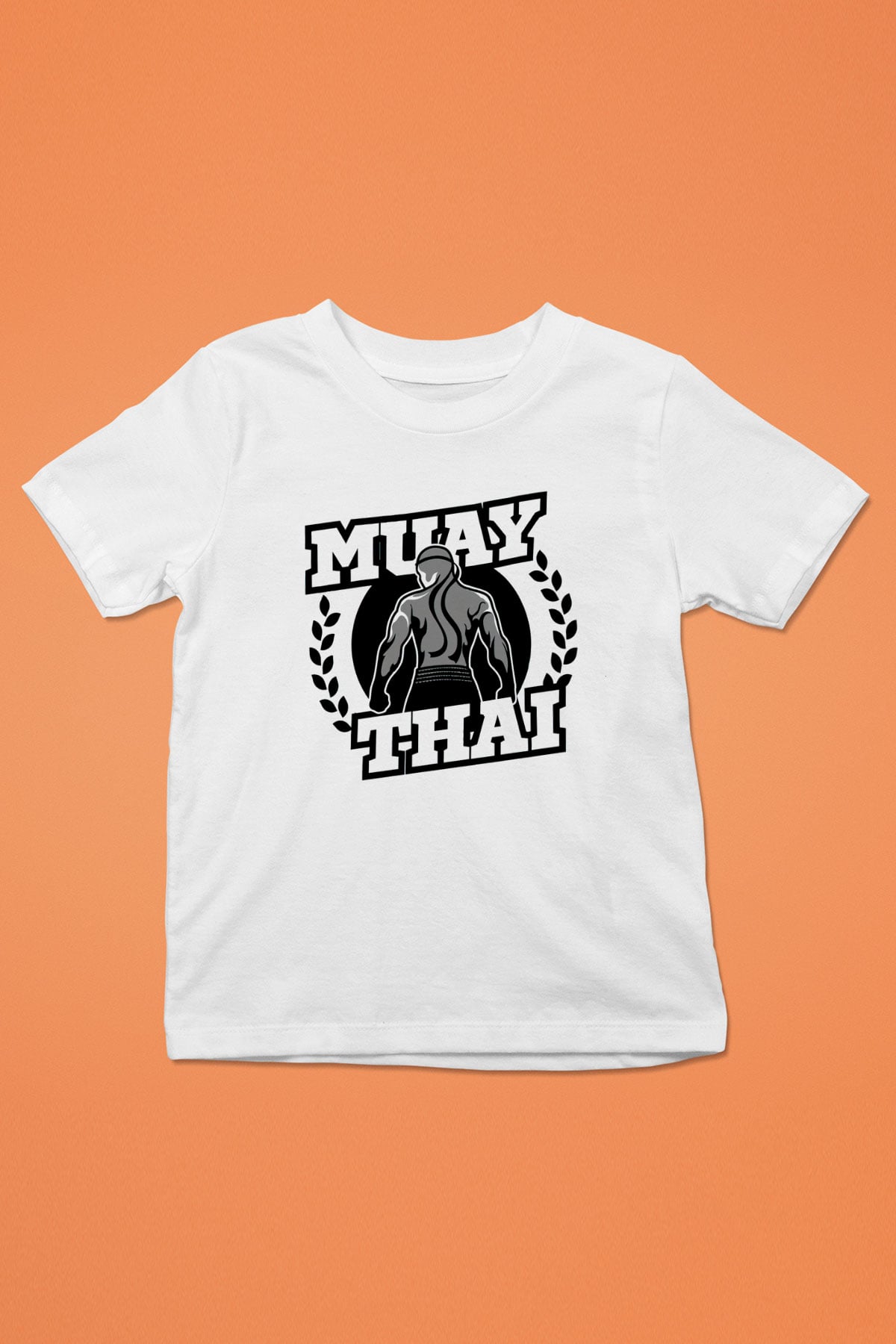 Muay Thai Baskılı Beyaz Unisex Çocuk Tişört