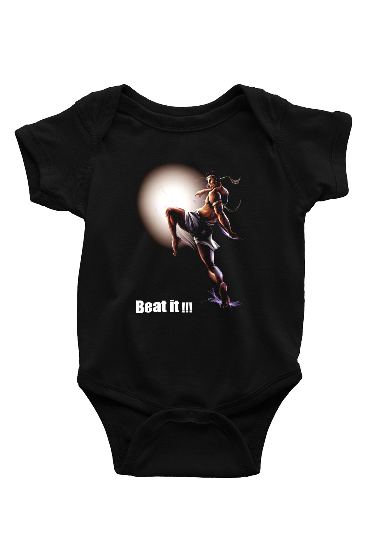 Muay Thai Baskılı Siyah Bebek Body - Zıbın