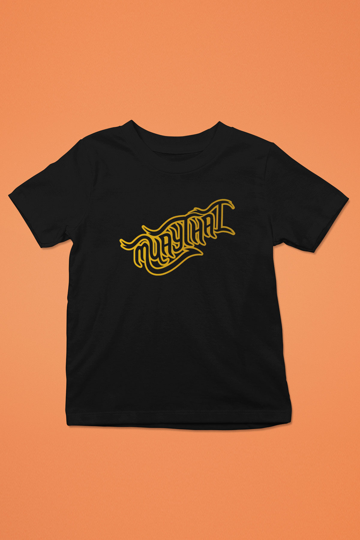 Muay Thai Baskılı Siyah Unisex Çocuk Tişört