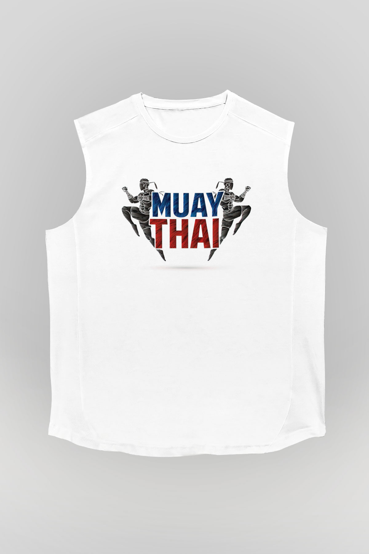 Muay Thai Beyaz Unisex Kolsuz Tişört
