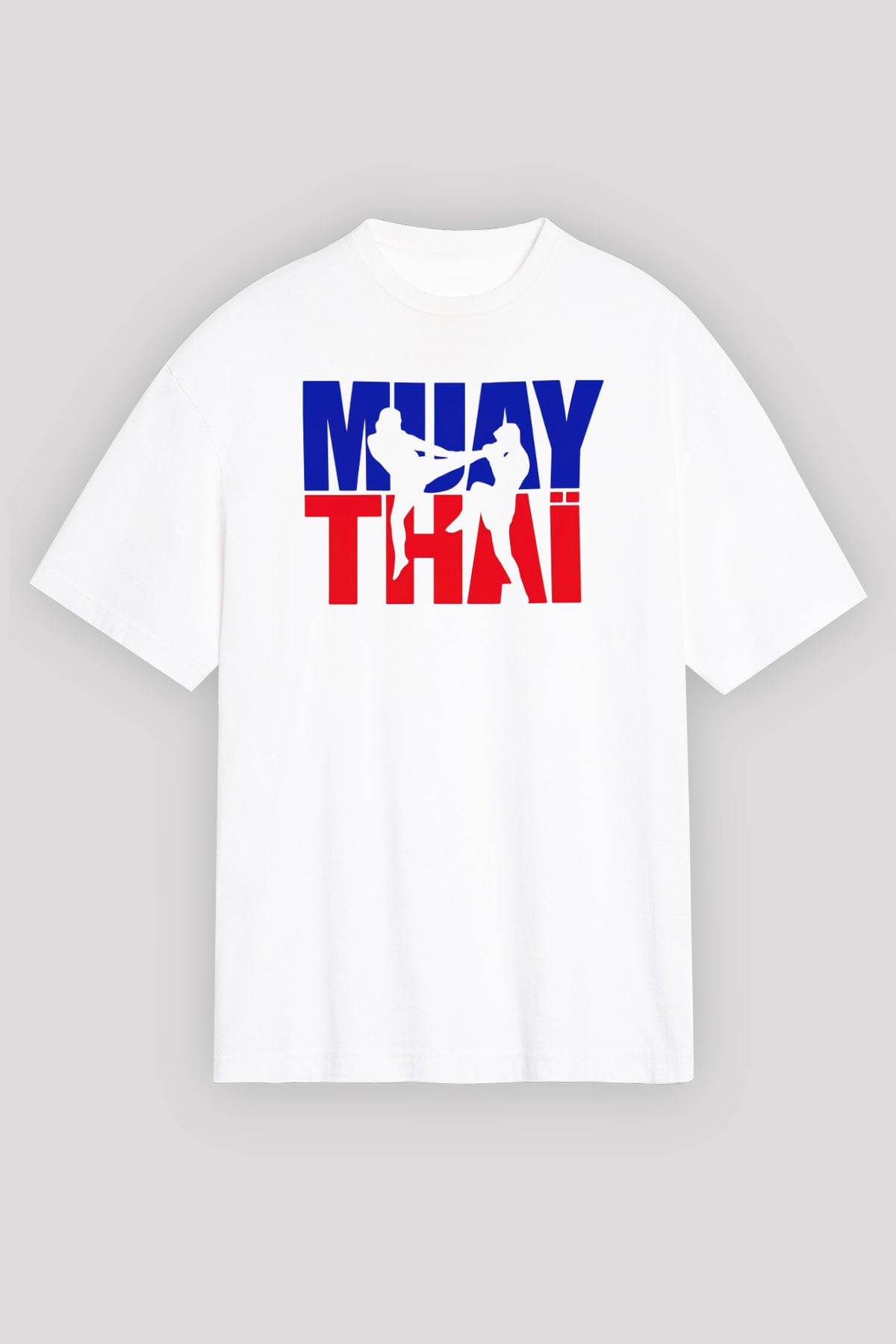 Muay Thai Beyaz Unisex Oversize Tişört T-Shirt