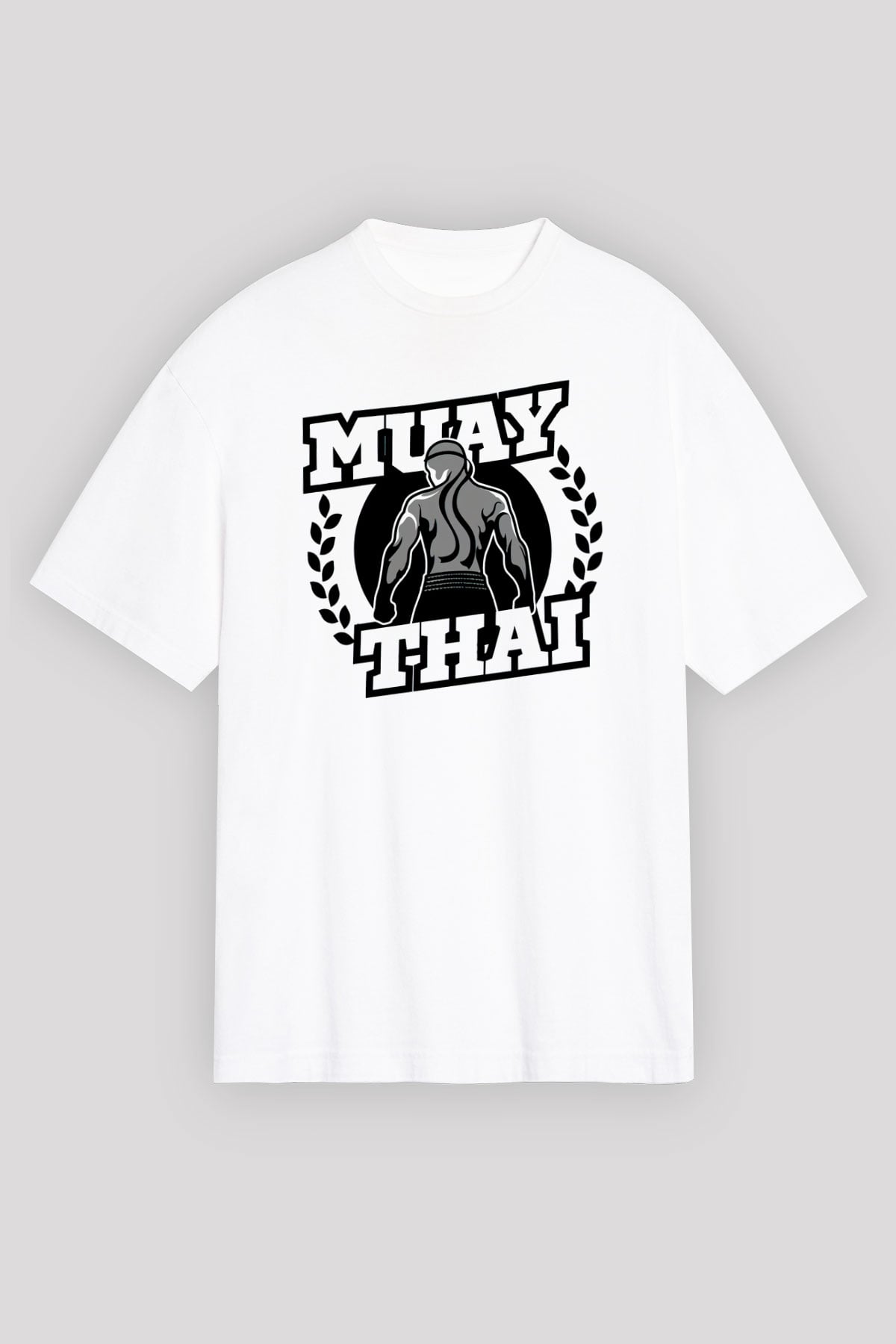 Muay Thai Beyaz Unisex Oversize Tişört T-Shirt
