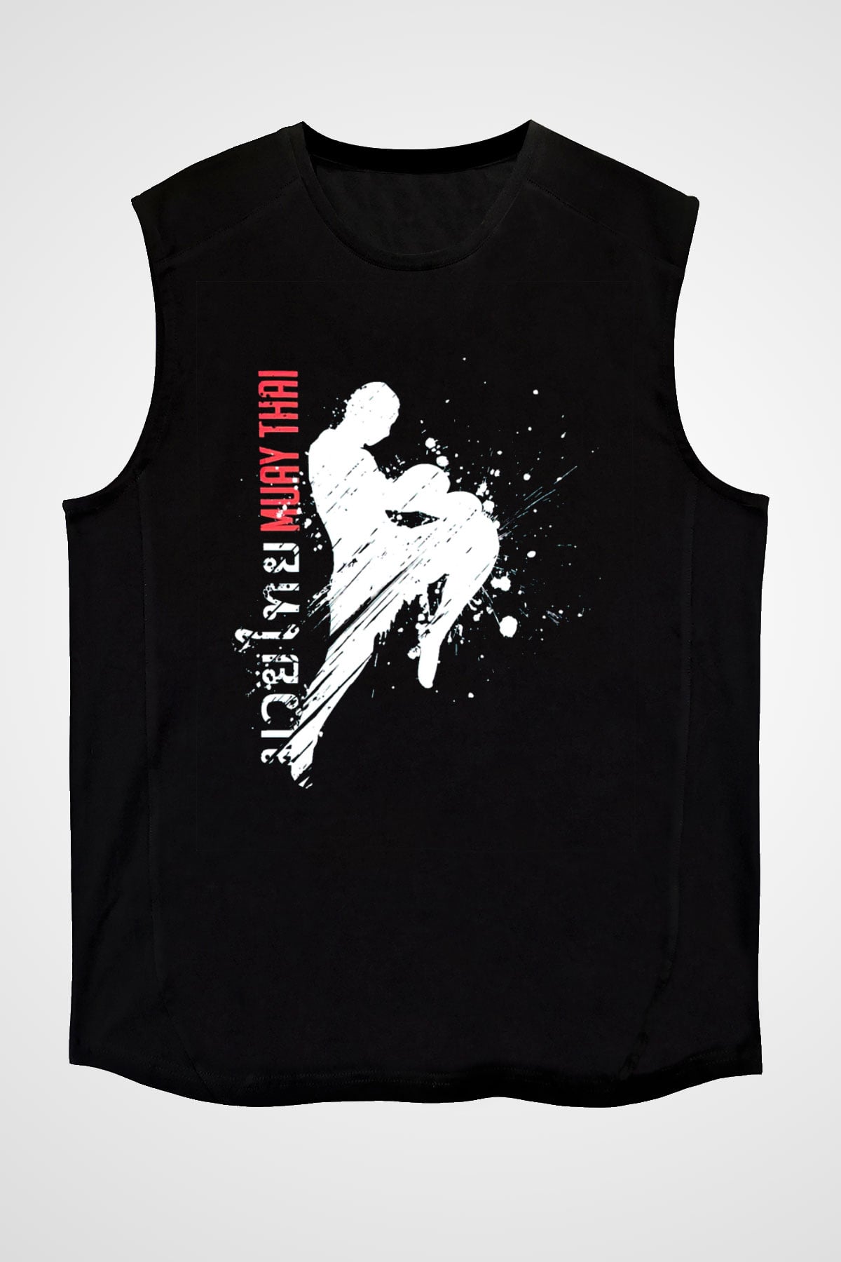 Muay Thai Siyah Unisex Kolsuz Tişört