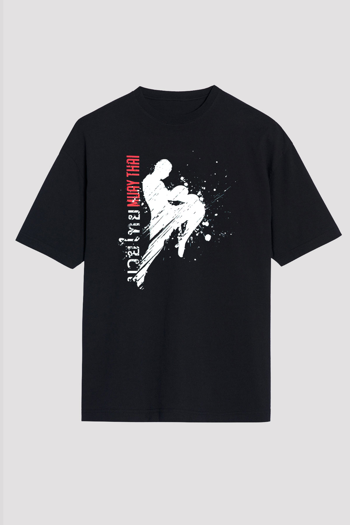 Muay Thai Siyah Unisex Oversize Tişört T-Shirt