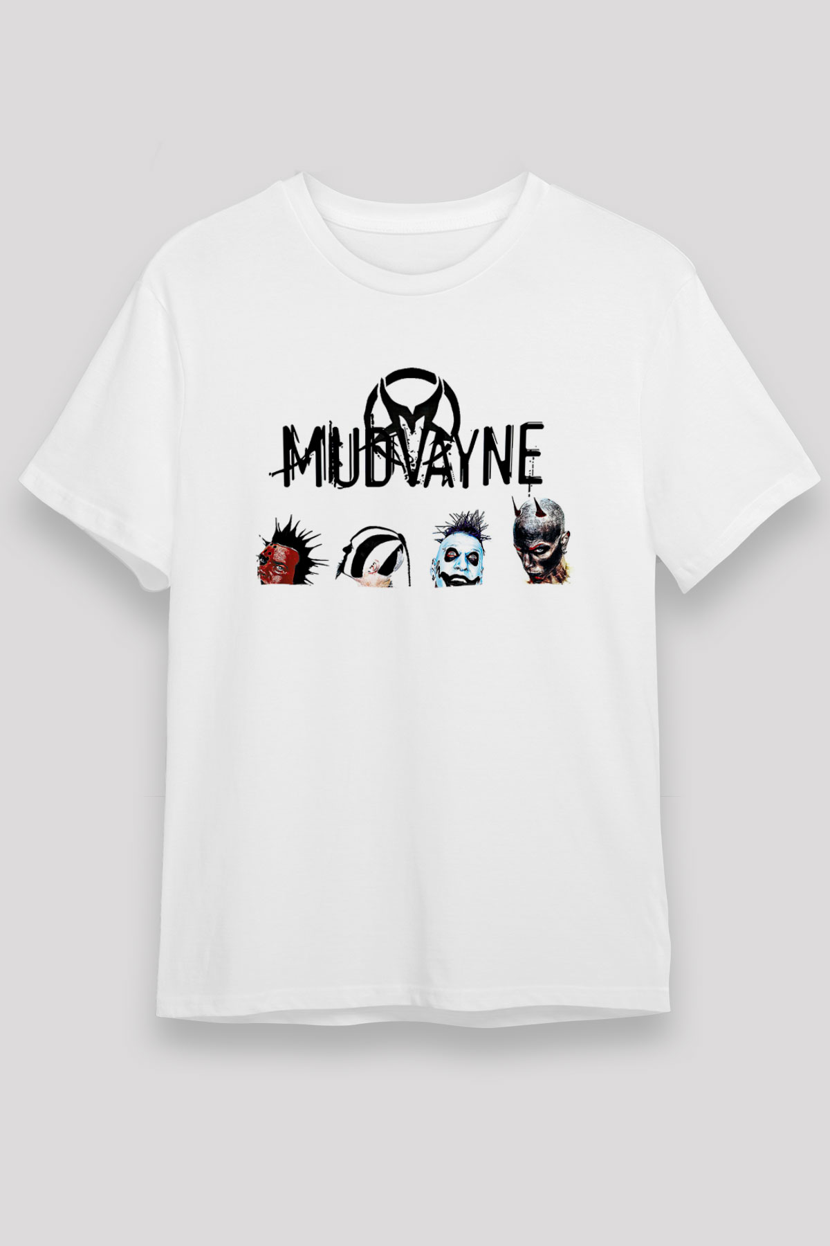 Mudvayne Baskılı Unisex Beyaz Tişört - Tshirt
