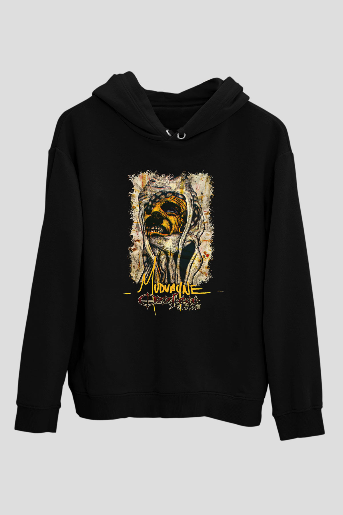 Mudvayne Baskılı Unisex Siyah Kapüşonlu Sweatshirt