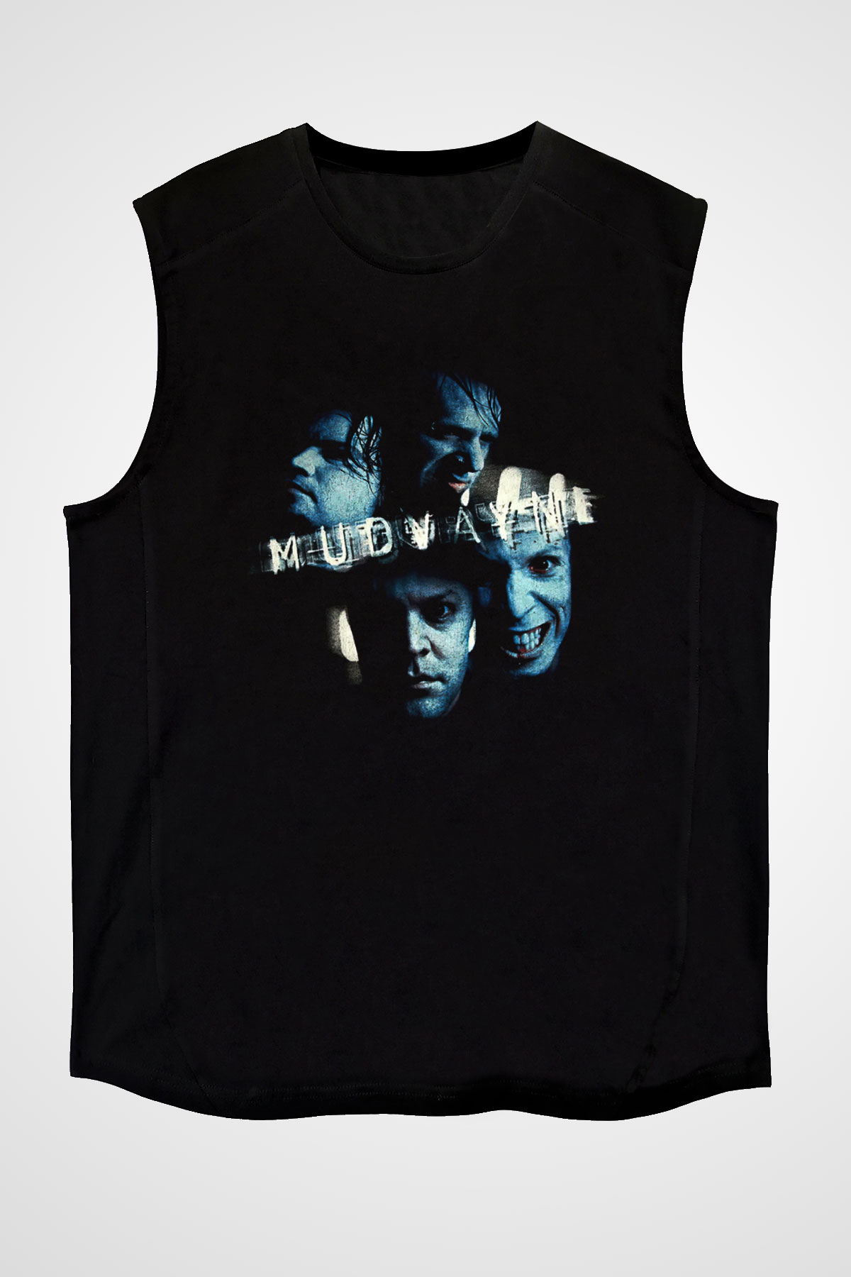 Mudvayne Baskılı Unisex Siyah Kolsuz Tişört - Tshirt