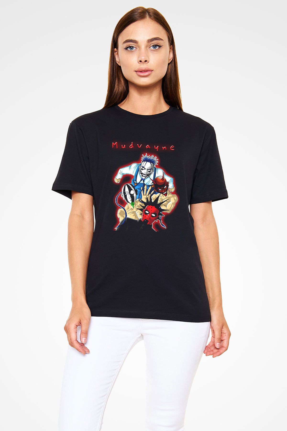 Mudvayne Baskılı Unisex Siyah Tişört - Tshirt