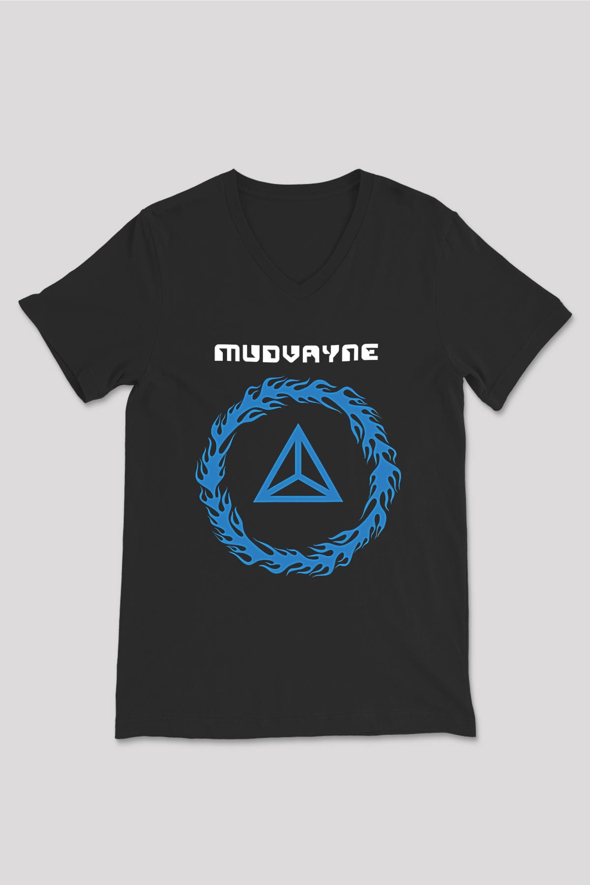 Mudvayne Baskılı Unisex Siyah V Yaka Tişört - Tshirt