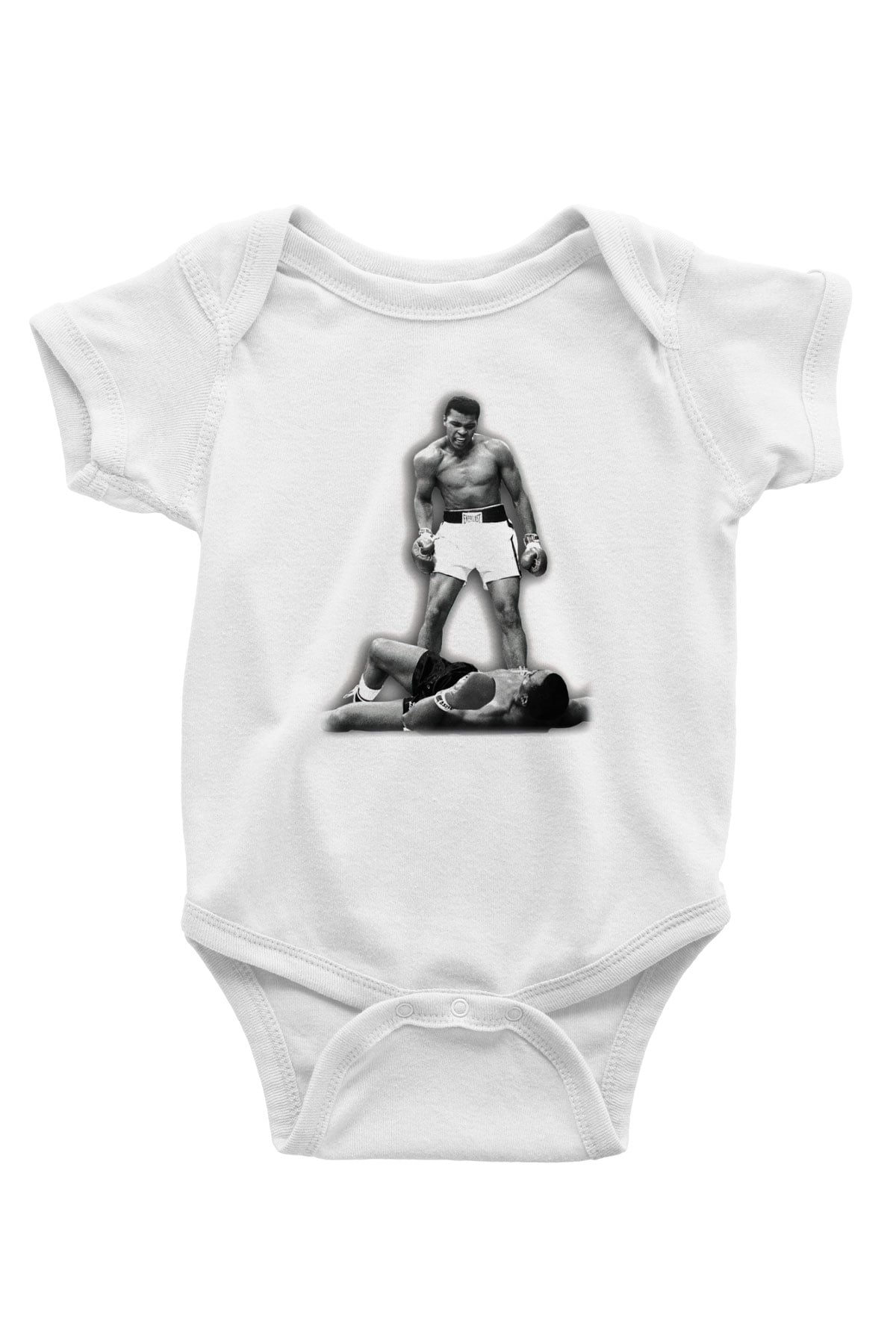 Muhammed Ali Baskılı Beyaz Unisex Bebek Body - Zıbın