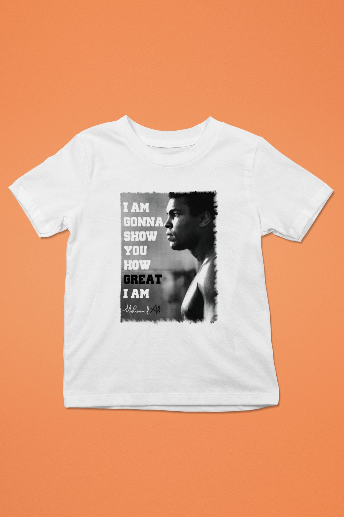 Muhammed Ali Baskılı Beyaz Unisex Çocuk Tişört
