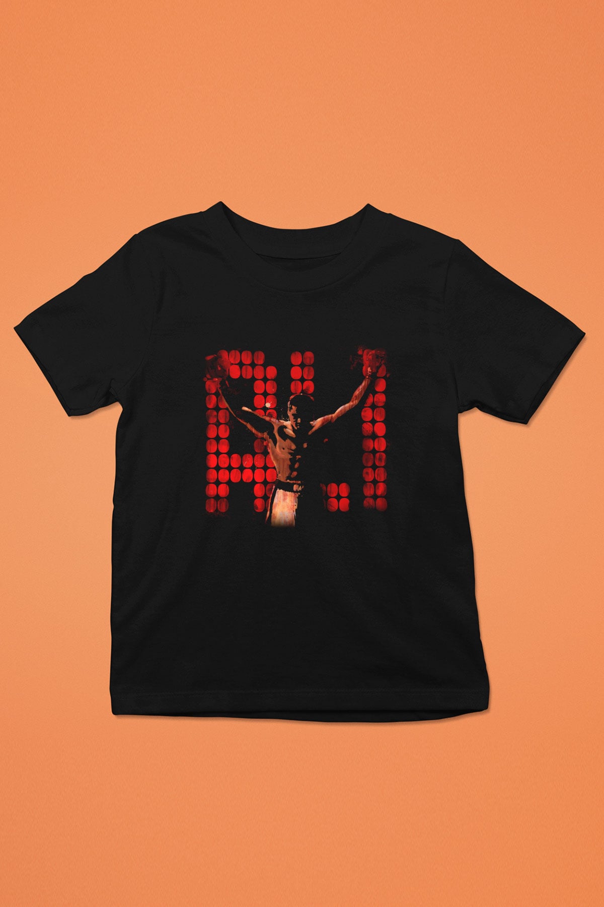 Muhammed Ali Baskılı Siyah Unisex Çocuk Tişört