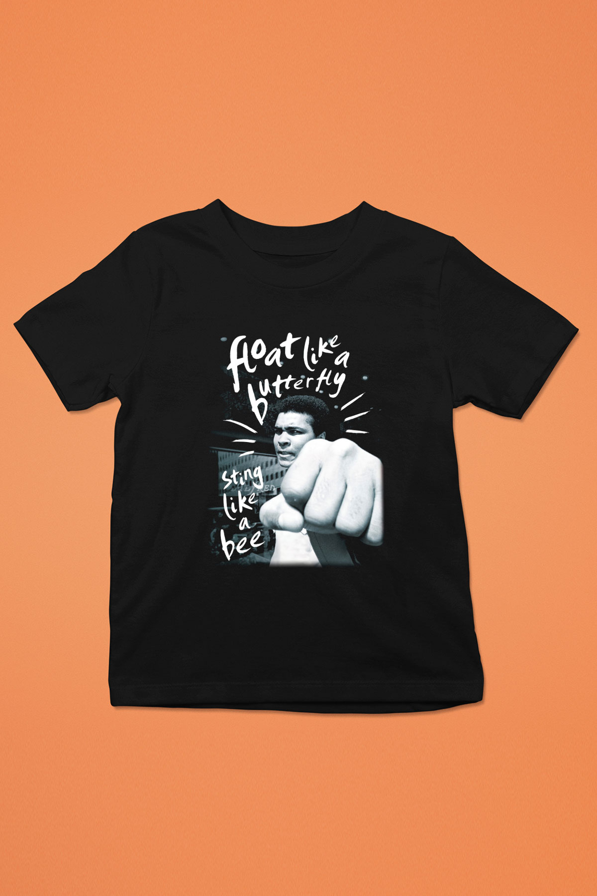 Muhammed Ali Baskılı Siyah Unisex Çocuk Tişört