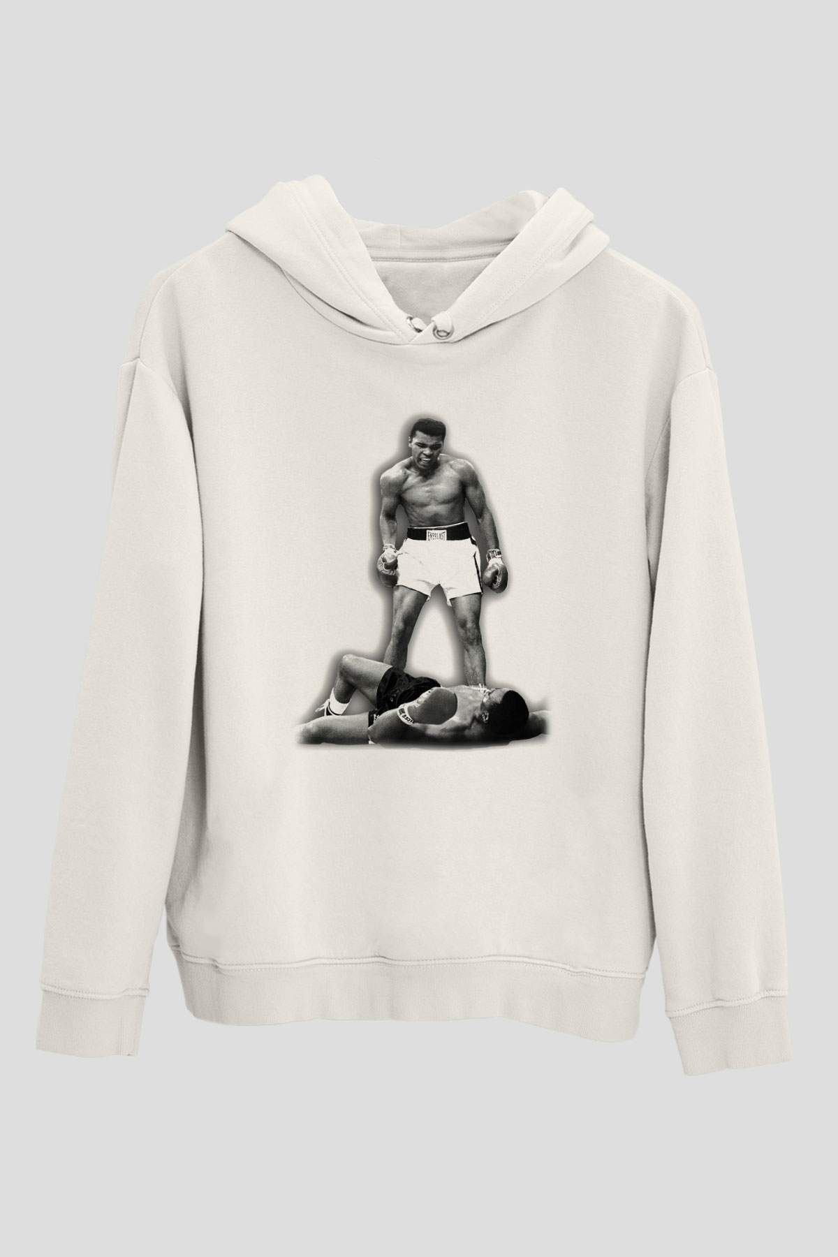 Muhammed Ali Beyaz Unisex Kapşonlu Sweatshirt