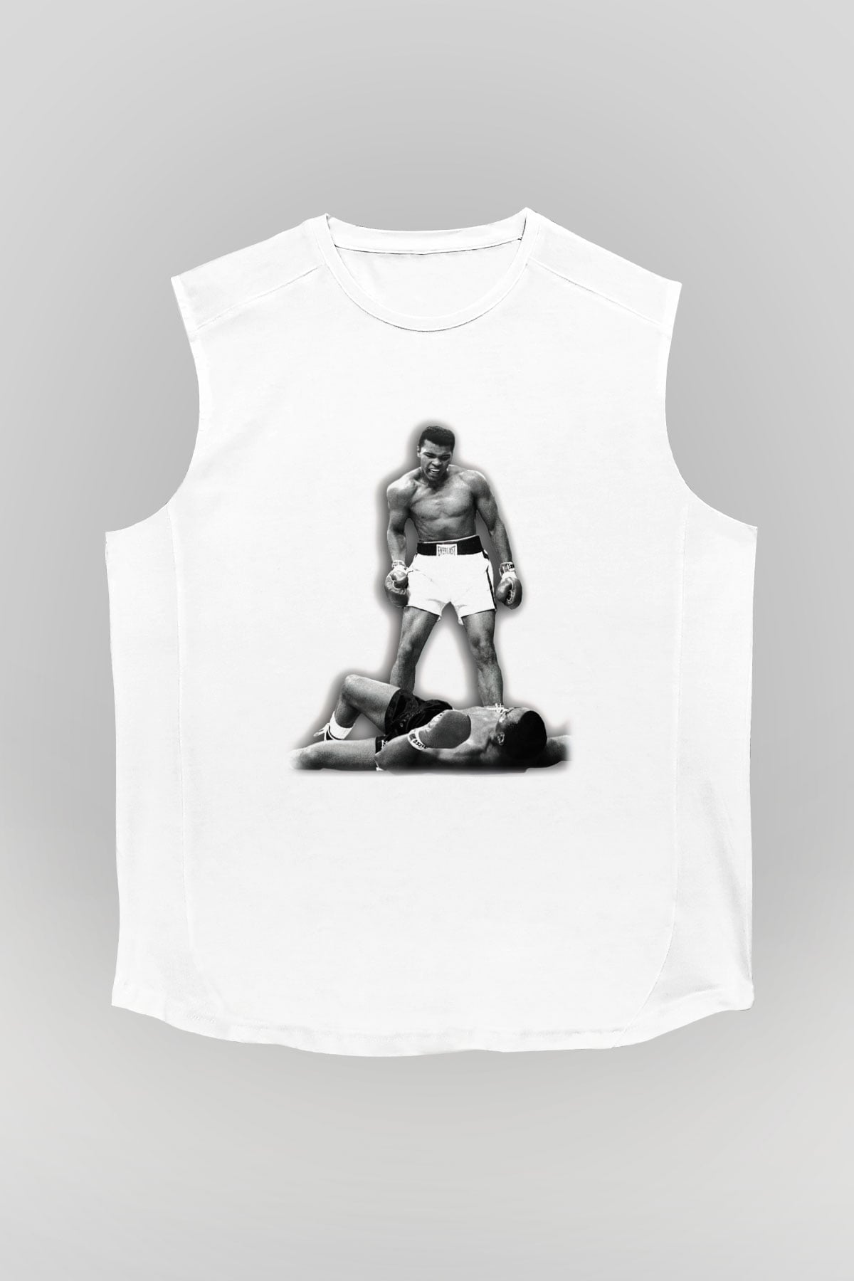 Muhammed Ali Beyaz Unisex Kolsuz Tişört