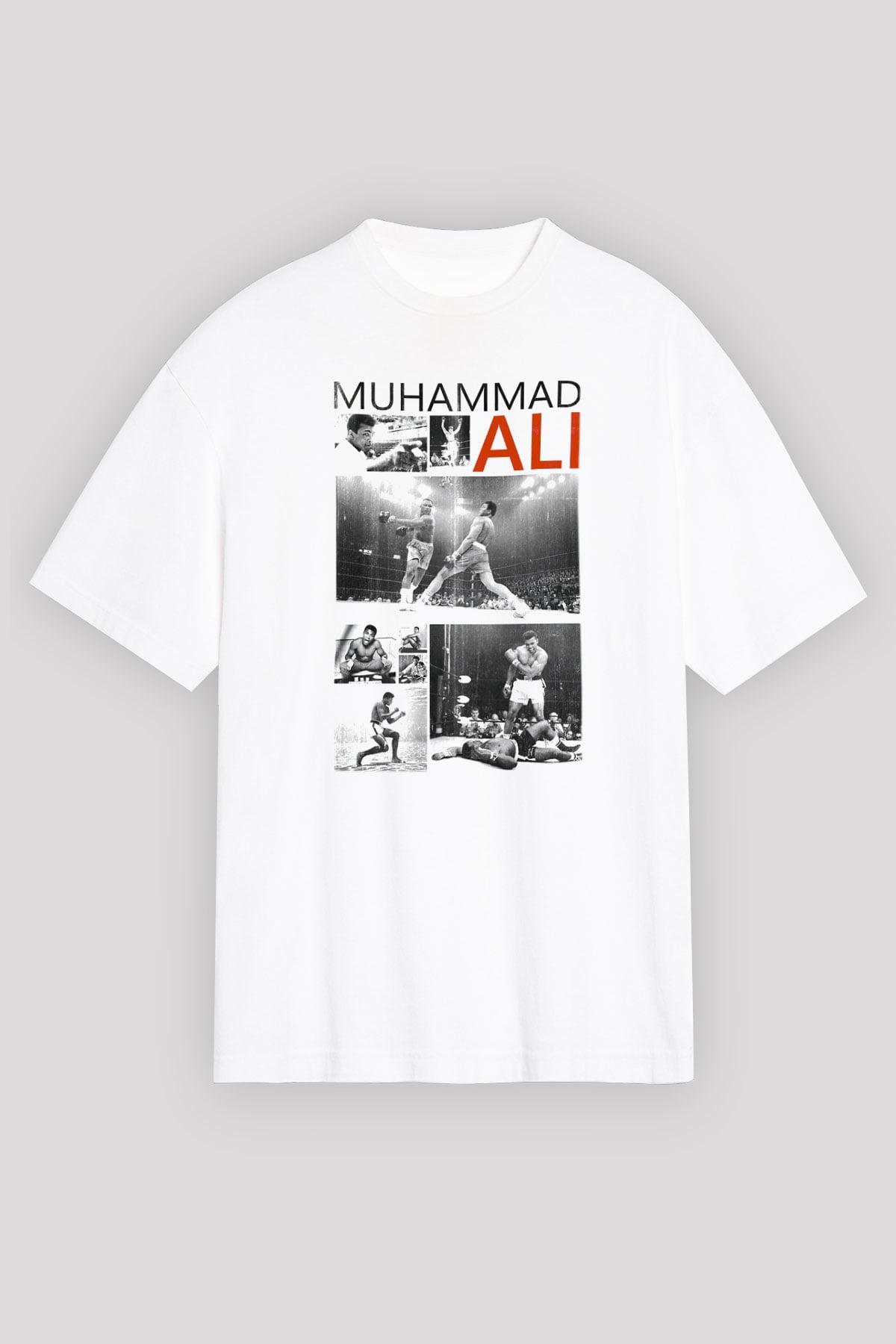 Muhammed Ali Beyaz Unisex Oversize Tişört T-Shirt