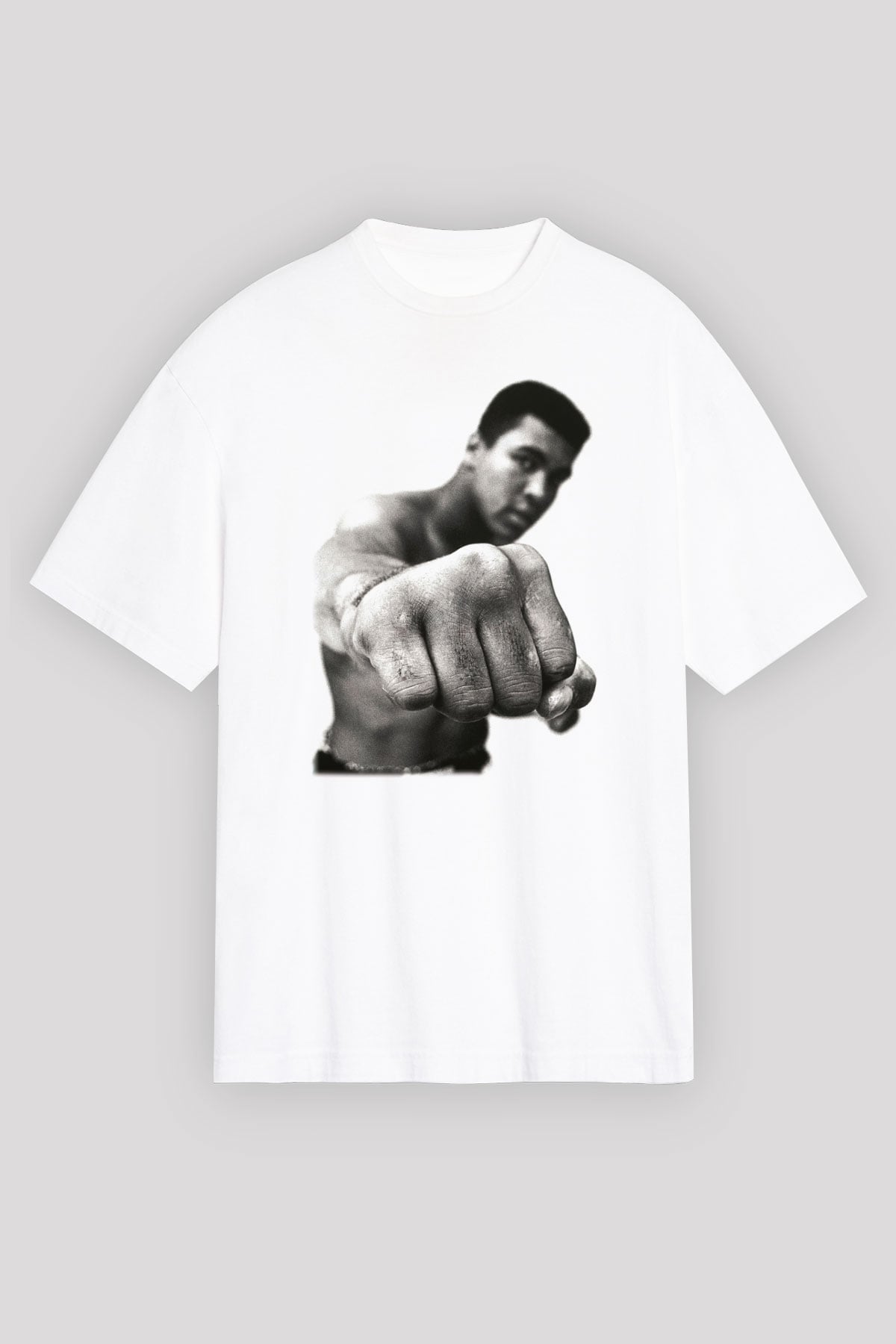 Muhammed Ali Beyaz Unisex Oversize Tişört T-Shirt