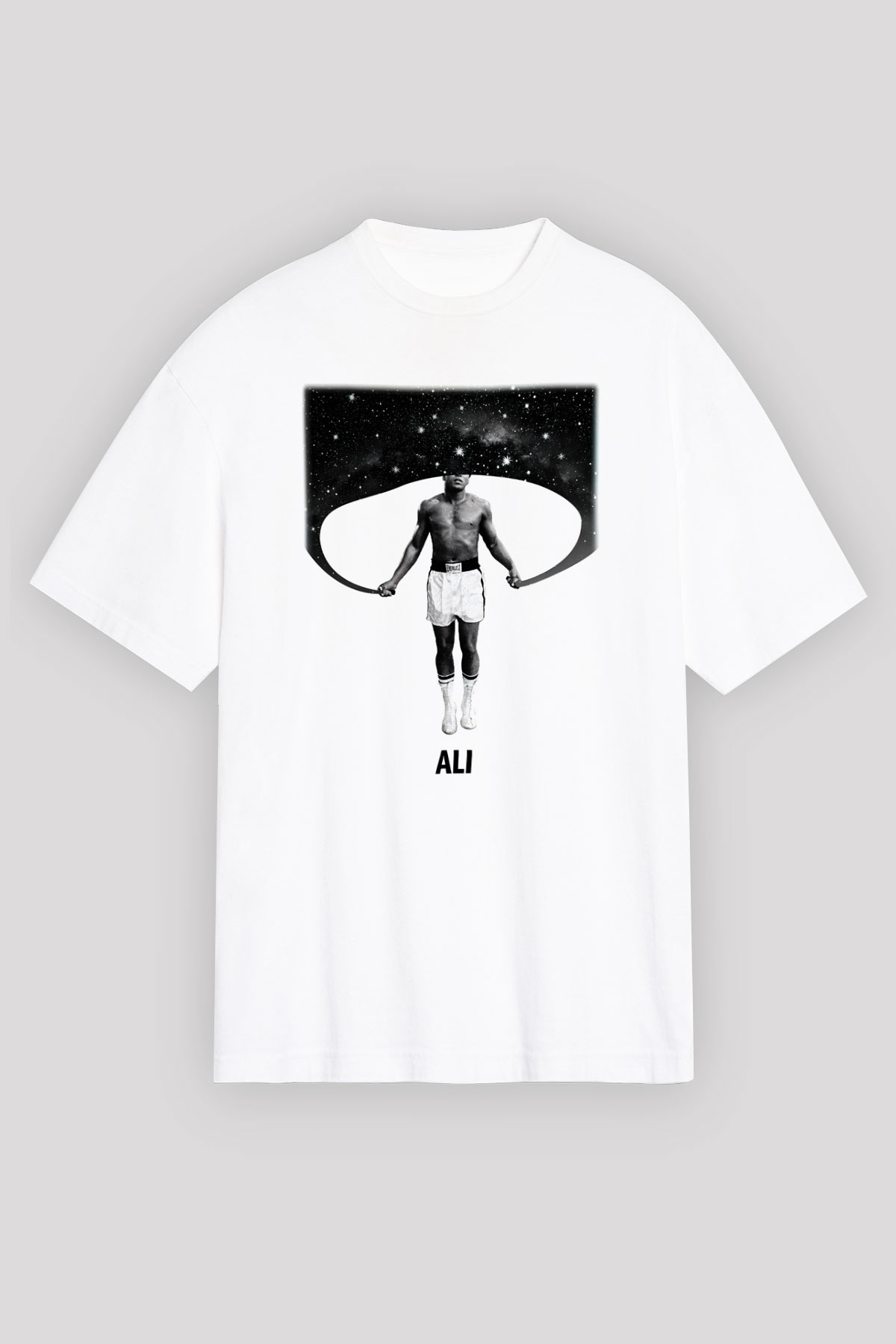 Muhammed Ali Beyaz Unisex Oversize Tişört T-Shirt