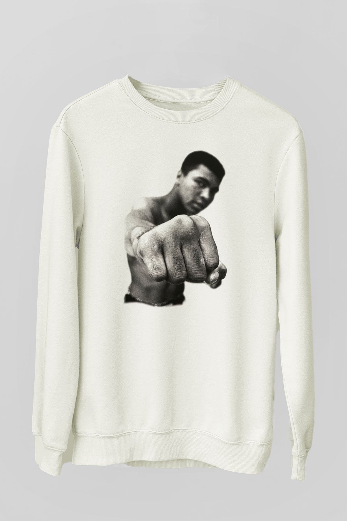 Muhammed Ali Beyaz Unisex Sweatshirt