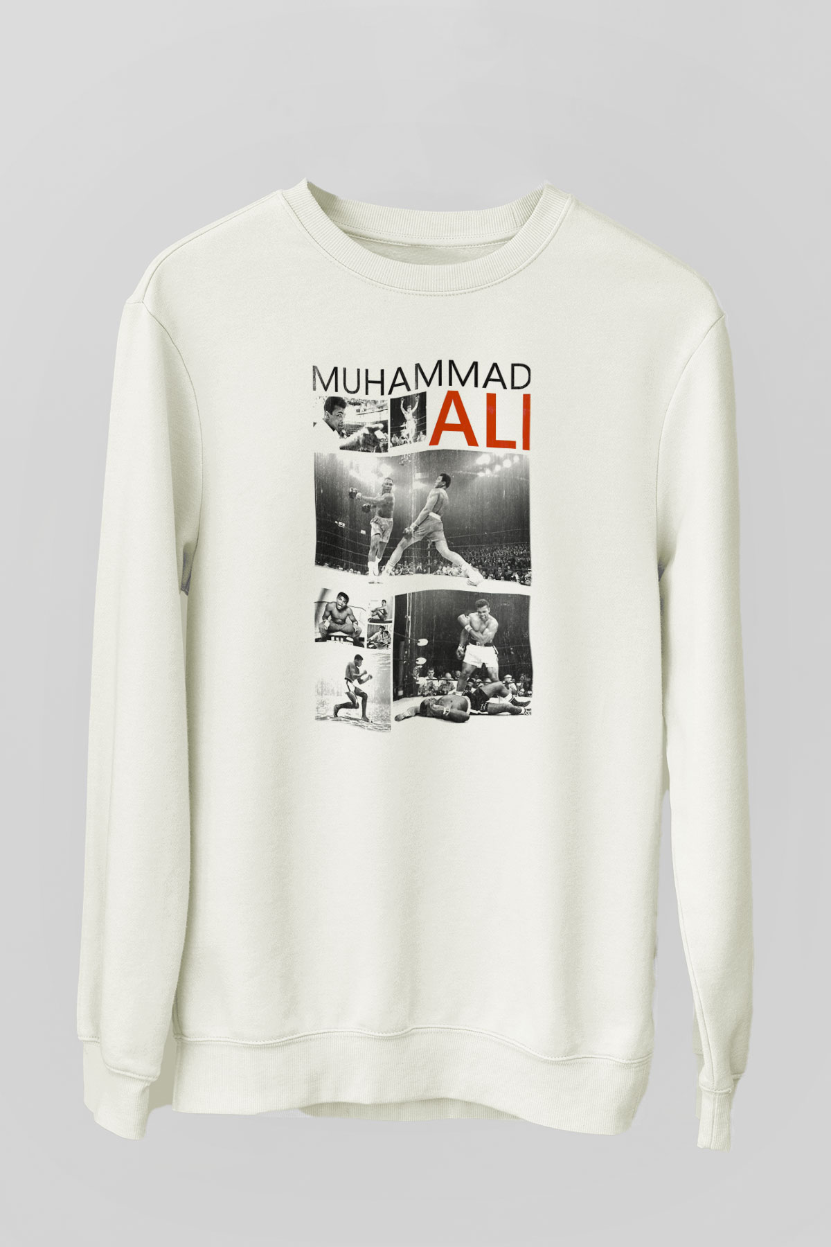 Muhammed Ali Beyaz Unisex Sweatshirt