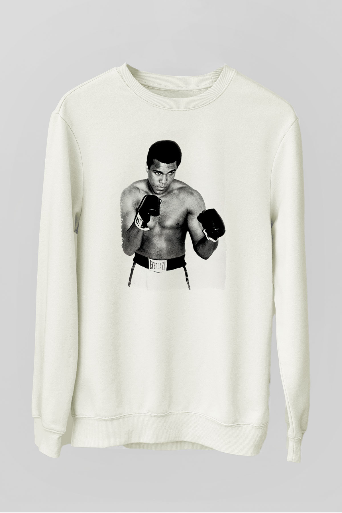 Muhammed Ali Beyaz Unisex Sweatshirt