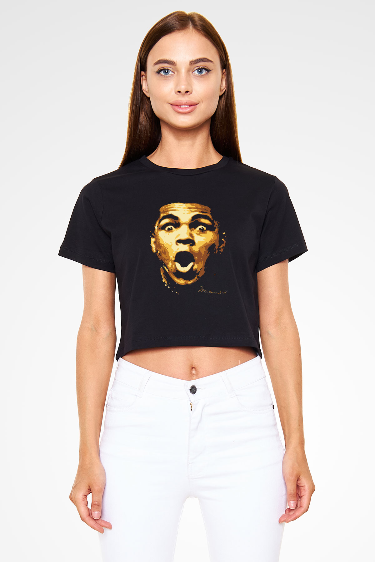 Muhammed Ali Siyah Crop Top Tişört