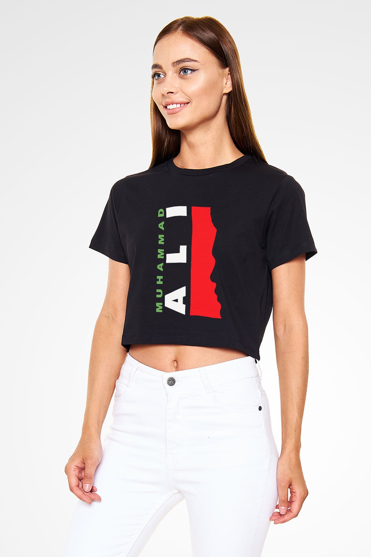 Muhammed Ali Siyah Crop Top Tişört