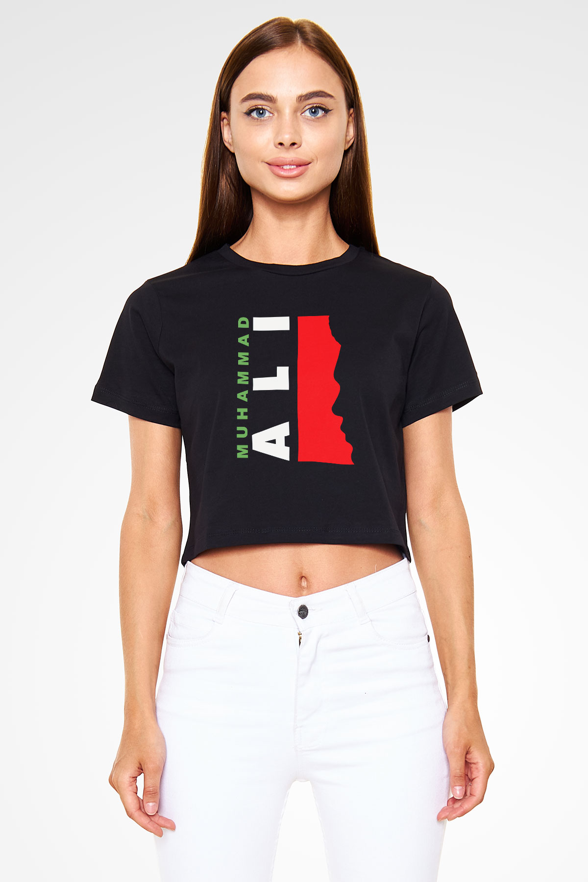 Muhammed Ali Siyah Crop Top Tişört